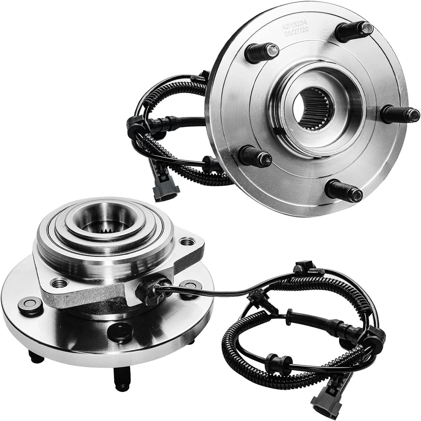 Detroit Axle - Front Brake Kit for 2005-2010 Jeep Grand Cherokee 2006-2010 Commander Drilled & Slotted Brake Rotors Ceramic Brakes Pads Wheel Bearing Hubs Assembly 20pc Wheel Lug Nuts Replacement