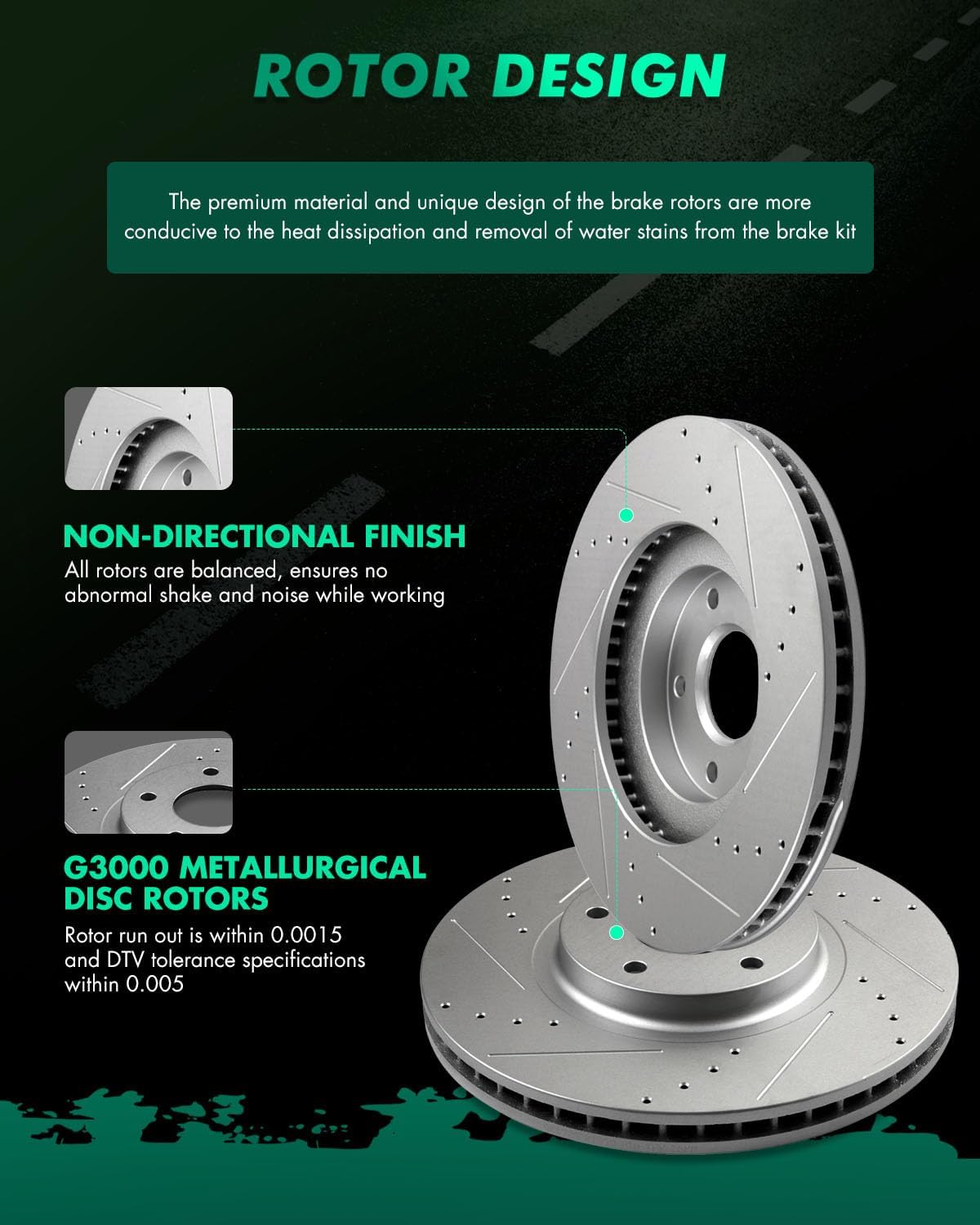 SCITOO Brake Kit Front Brake Rotors and Ceramic Brake Pads fit for 2007-2008 for Nissan Maxima,2004-2007 2009-2012 for Nissan Murano
