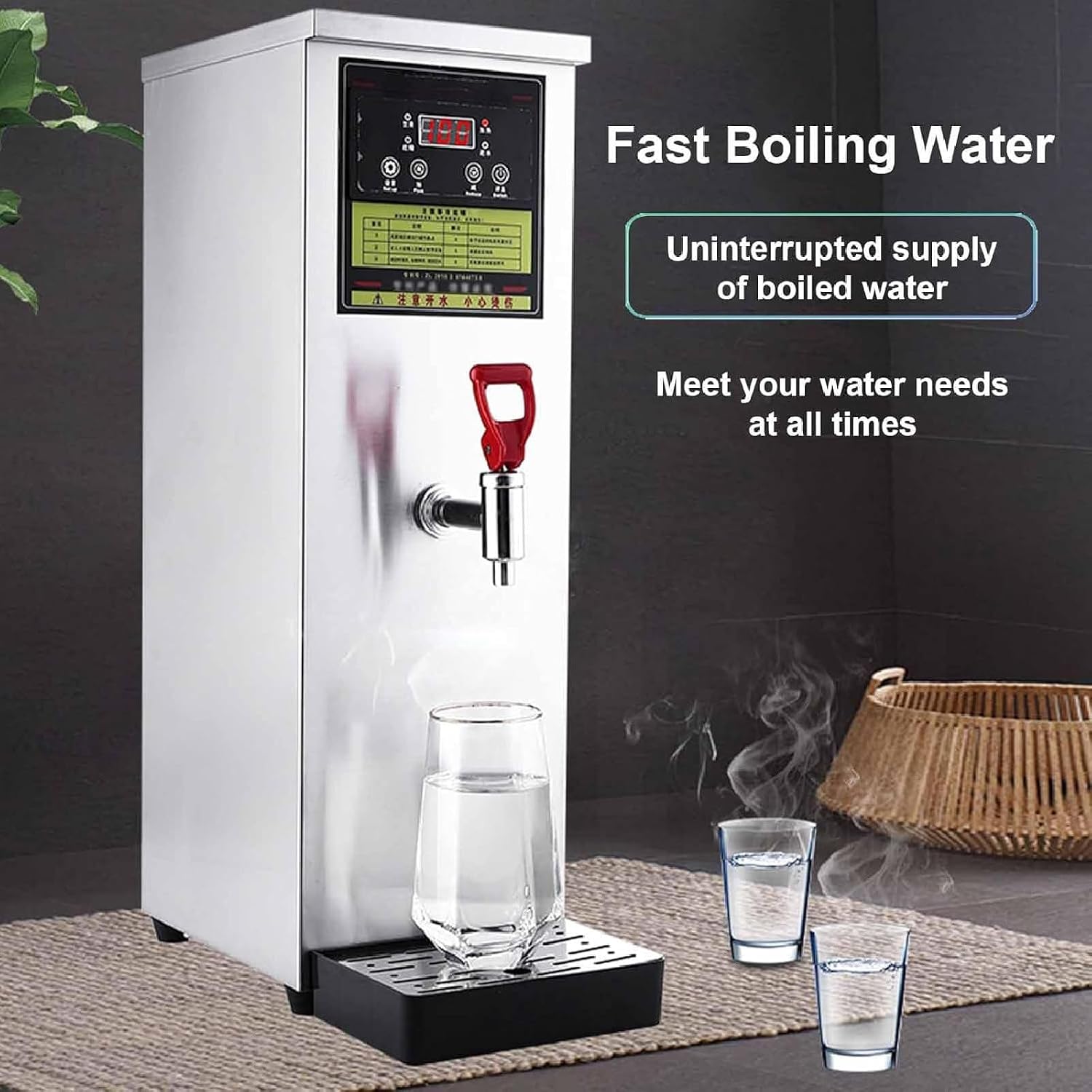 Commercial Water Boiler, Hot Water Dispensers, Electric Commercial Hot Water Dispenser, LCD Display, Quick Water Boiling in 20 Minutes (Silver 40l)