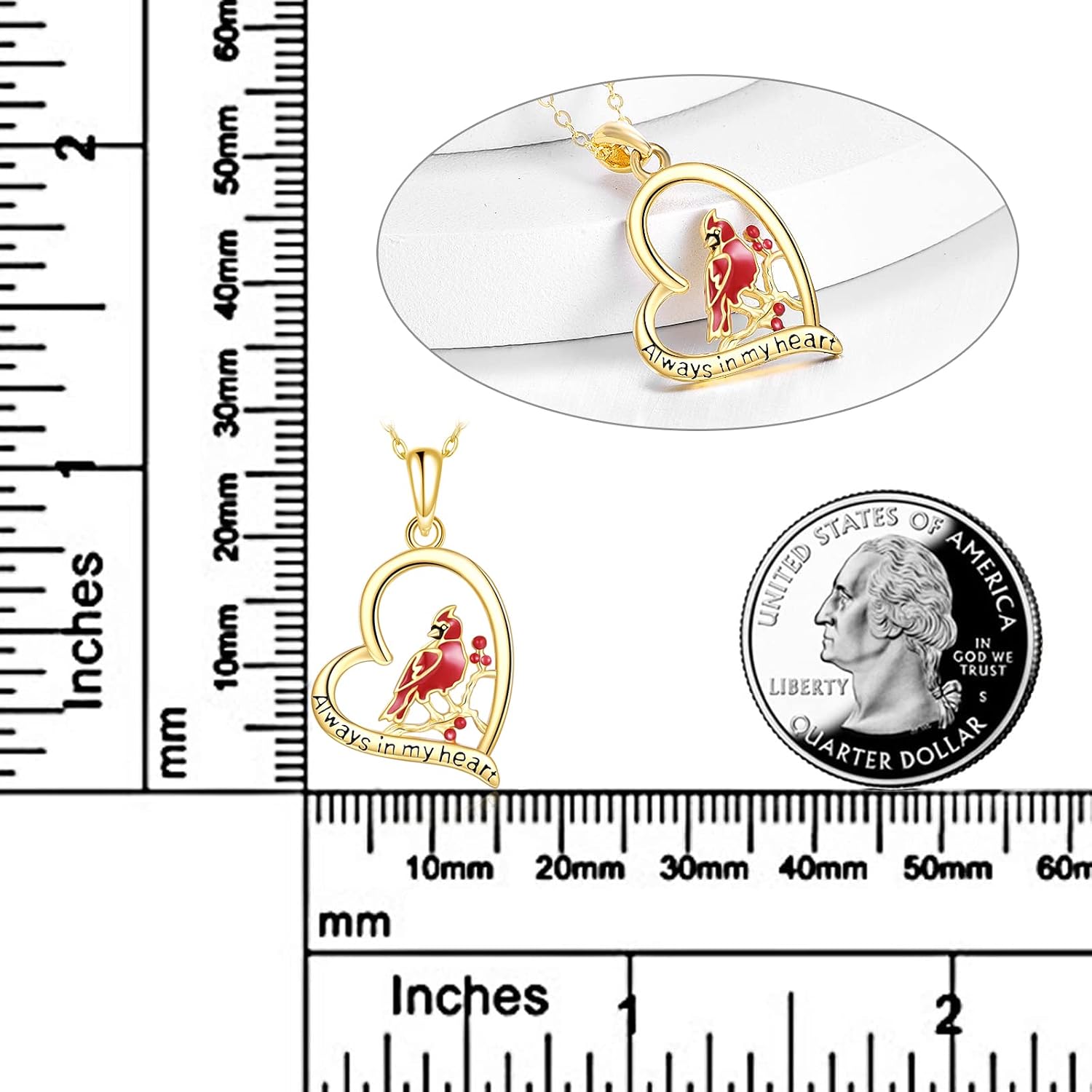 KECHO 14K Gold Red Cardinal/Hummingbird/Ladybug/Dragonfly Necklace Gifts for Women Pendant Memorial Jewelry