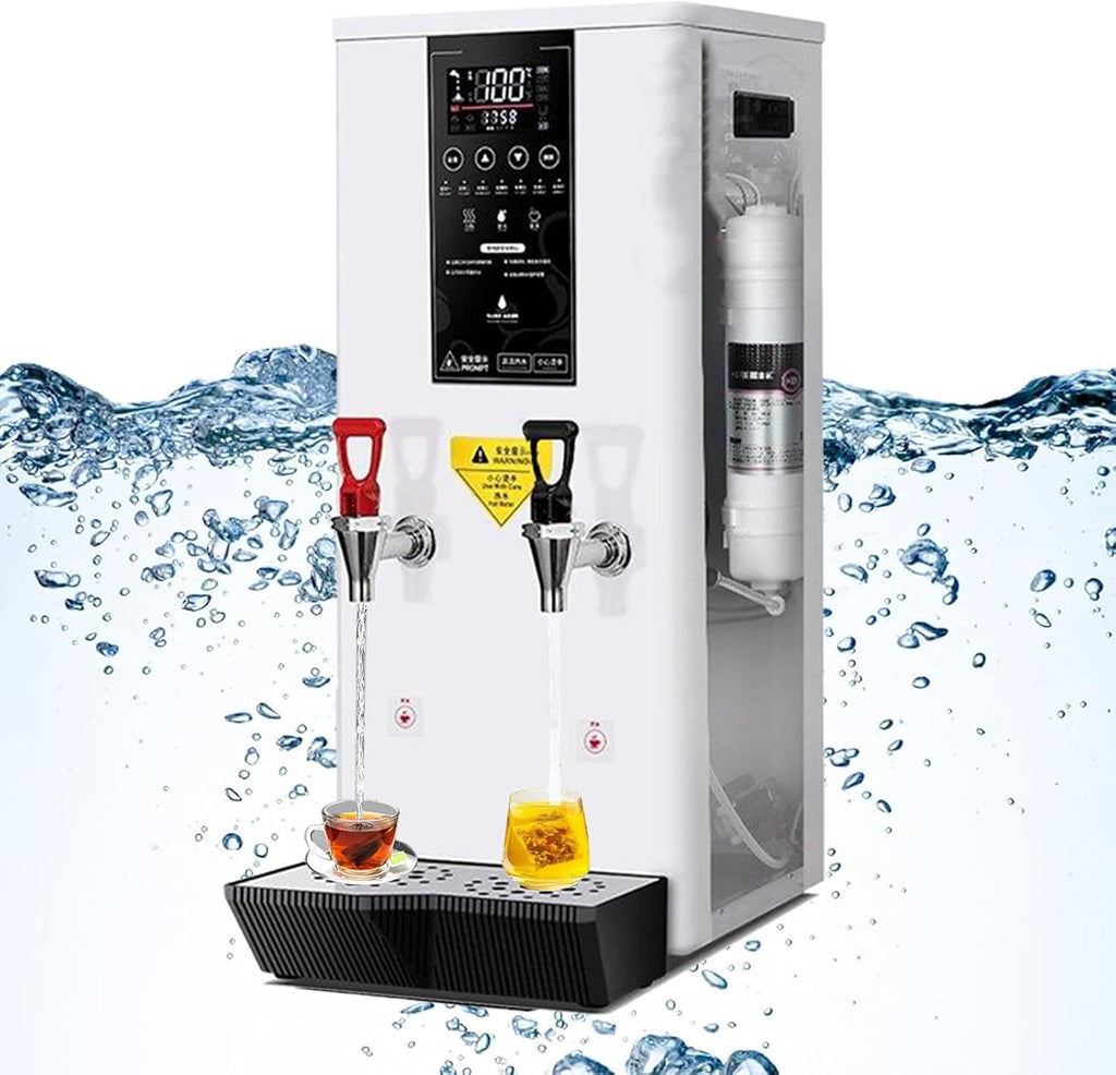 Electric Commercial Hot Water Dispenser 3000W, 45 L/H Countertop Water Boiler for Hot Drinks, Water Boiler Dispenser with LCD Touch Screen,White-Cold hot