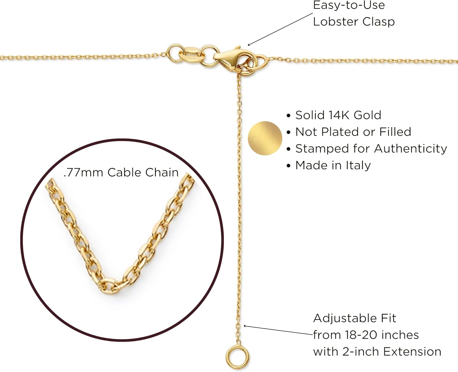 Amanda Rose Collection Dainty Tube Cross Pendant for Women – Choice of 10K or 14K Yellow or White Gold – Real Gold Cross Necklace Charm, Pendant Only or with Adjustable Gold Chain