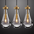 Raindrop Pendant Lights Set of 3, Pendant Lights Kitchen Island 3 Pack, Teardrop Glass Pendant Lights for Bedroom Bathroom, Island Lights, Chandelier for Living Room Hallway, Bulb Included
