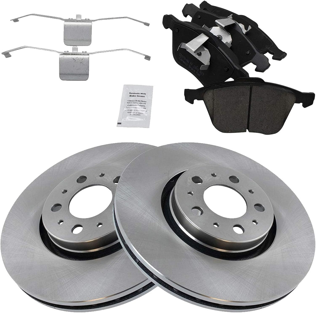 TRQ Front Brake Pad and Rotor Set Ceramic Compatible with 2003-2012 Volvo XC90 316mm Rotors 2013 XC90 To VIN 633384 316mm Rotors