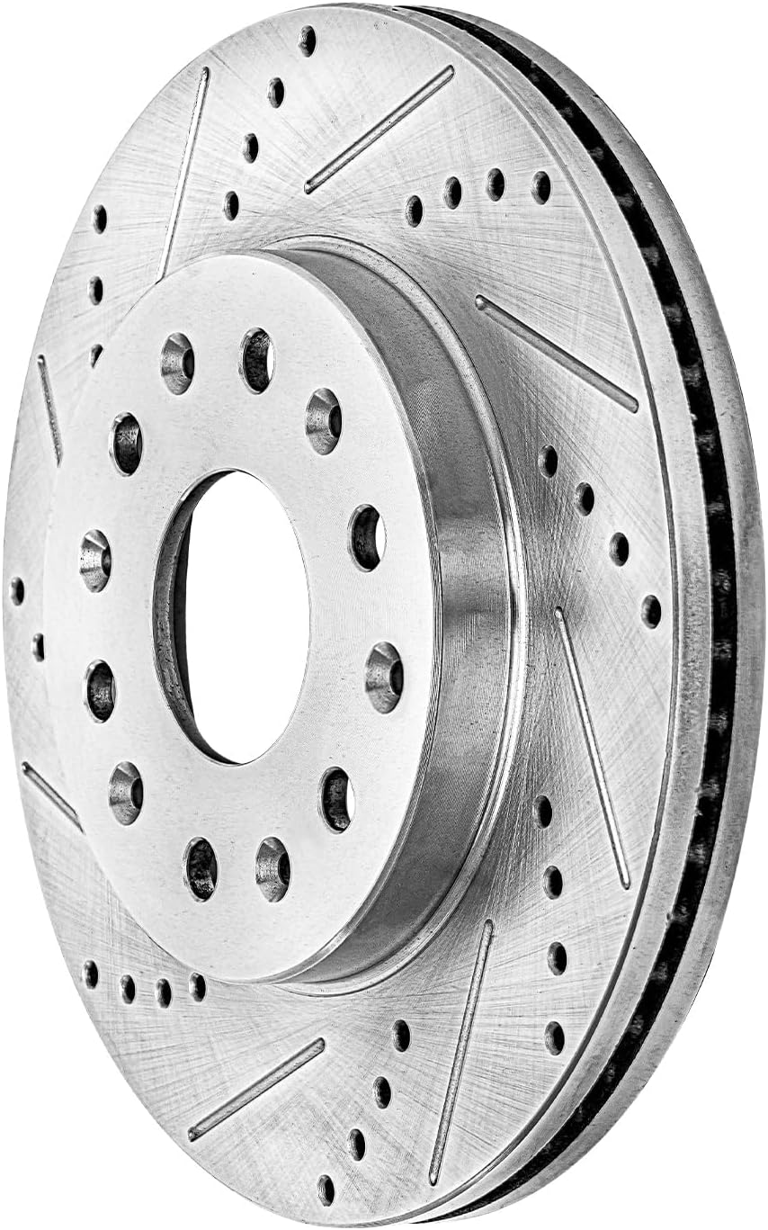 Detroit Axle - 4pc Brake Rotors for 2017-2025 Cadillac XT5, 2020-2025 XT6, 2018-2020 Buick Enclave, Drilled and Slotted Disc Brake Rotors Replacement : 13.58' inch Front and 12.40' inch Rear Rotors