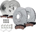 Detroit Axle - 8pc Brake Kit for 2016 2017 2018 2019 2020 2021 2022 2023 Jeep Cherokee, Drilled Slotted Disc Brake Rotors Ceramic Brakes Pads Replacement: 12.99' inch Front and 12.60' inch Rear Rotor
