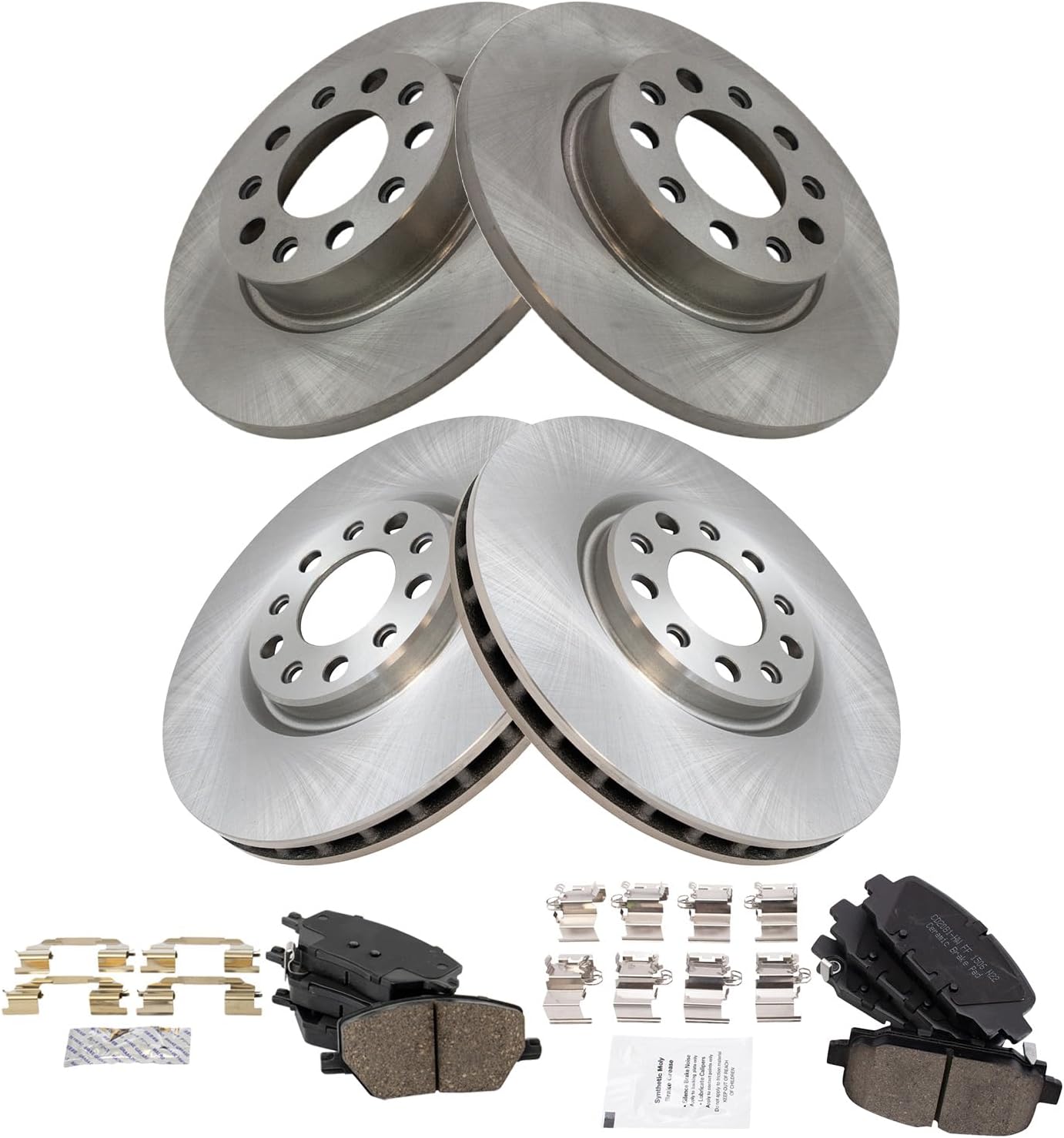 TRQ Front and Rear Brake Pad and Rotor Set Ceramic Compatible with 2018-2022 Jeep Compass