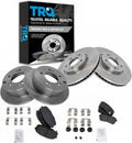 TRQ Front and Rear Brake Pad and Rotor Set Ceramic Vented Solid Rotors Compatible with 2010-2013 Kia Forte 2010-2013 Forte Koup