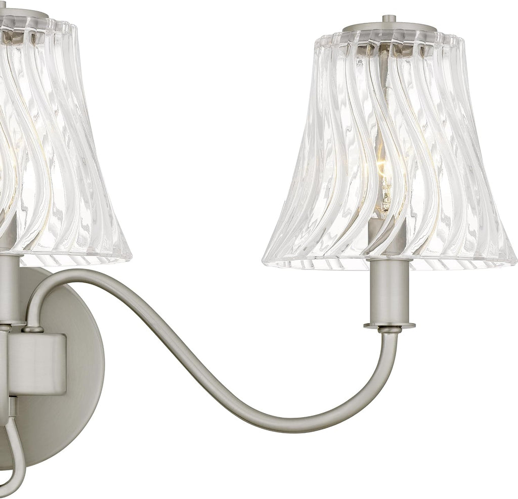 Quoizel McKinney Bath Vanity Light, 23 Inch 3-Light Bathroom Fixture, Brushed Nickel Modern Industrial Light, 60W Max, for Bathroom, Bedroom or Kitchen