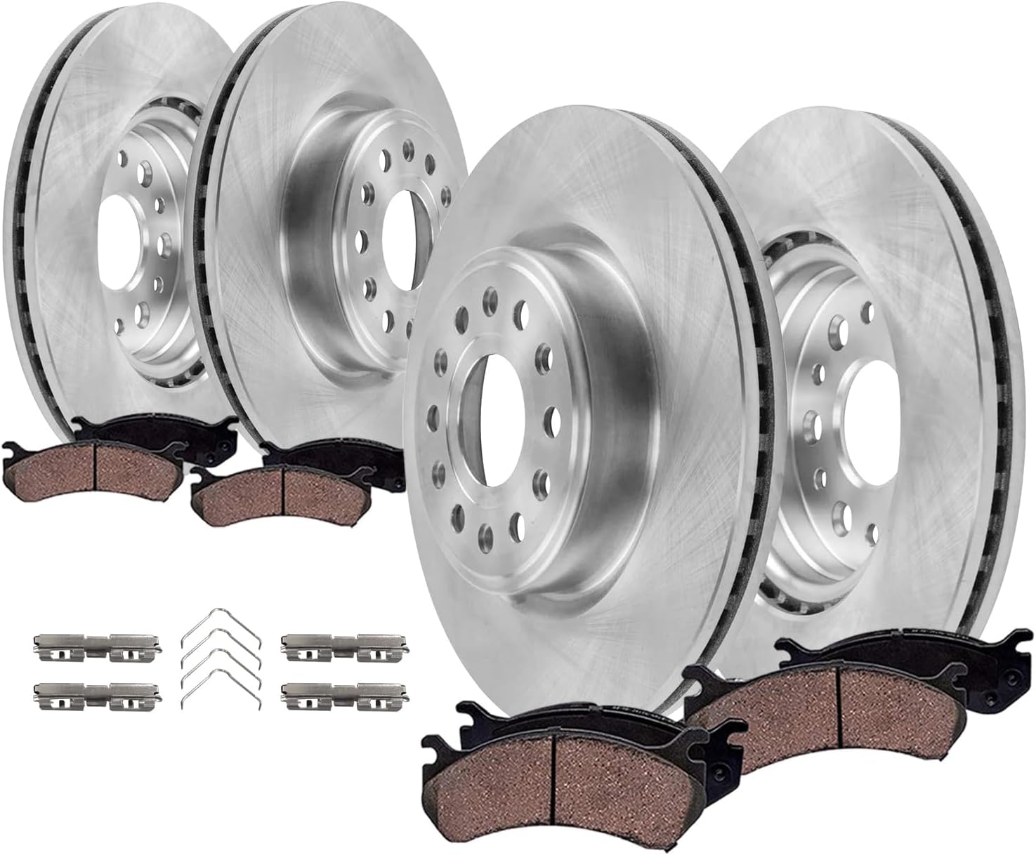 Detroit Axle - Brake Kit for 2019-2025 Ram 1500 Disc Brake Rotors Ceramic Brakes Pads with Hardware 2020 2021 2022 2023 2024 Replacement : 14.88' inch Front and 14.76' inch Rear Rotor