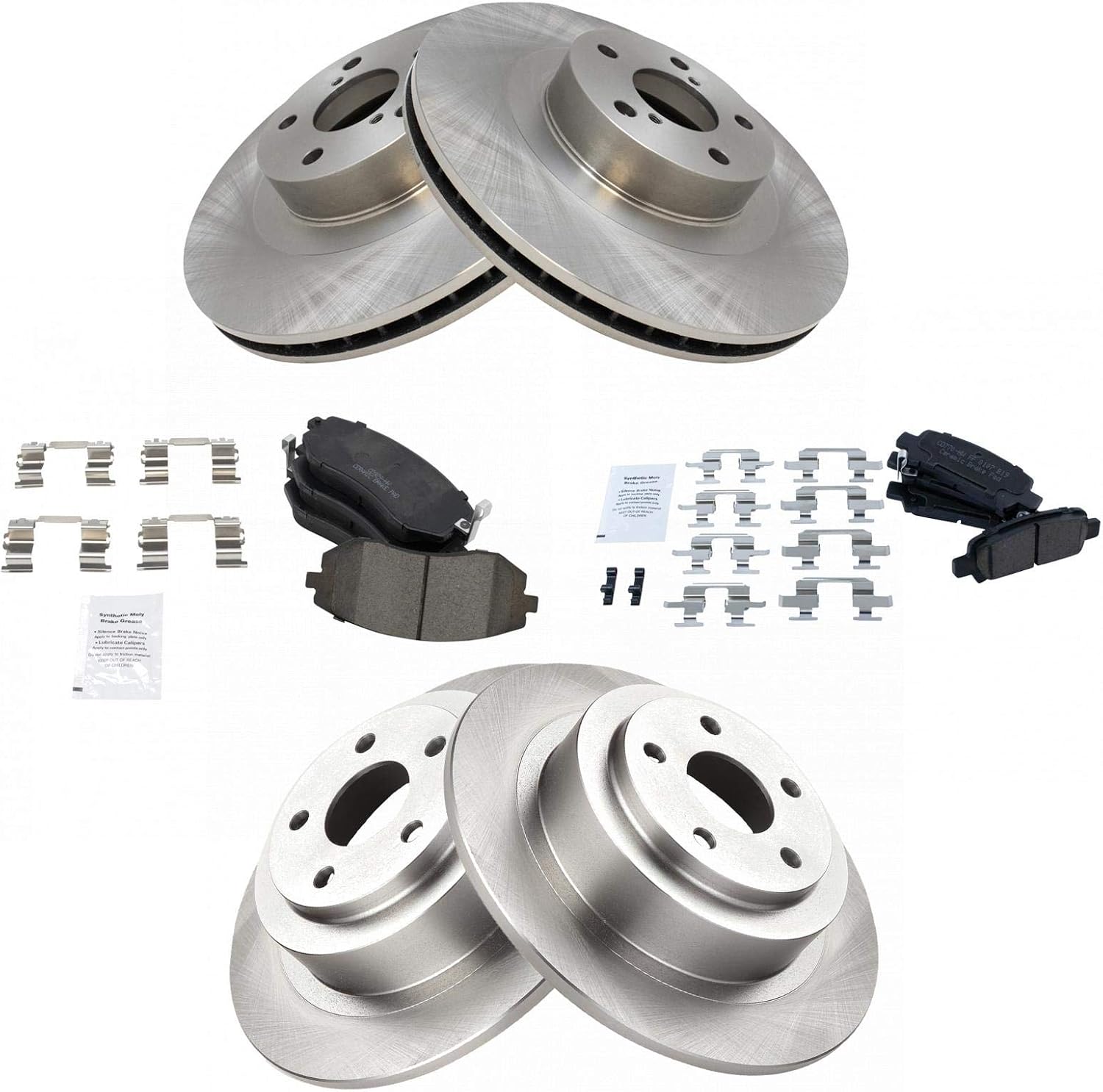TRQ Front and Rear Brake Pad and Rotor Set Ceramic Vented Rotors Compatible with 2003-2006 Subaru Baja 2002-2004 Legacy Outback