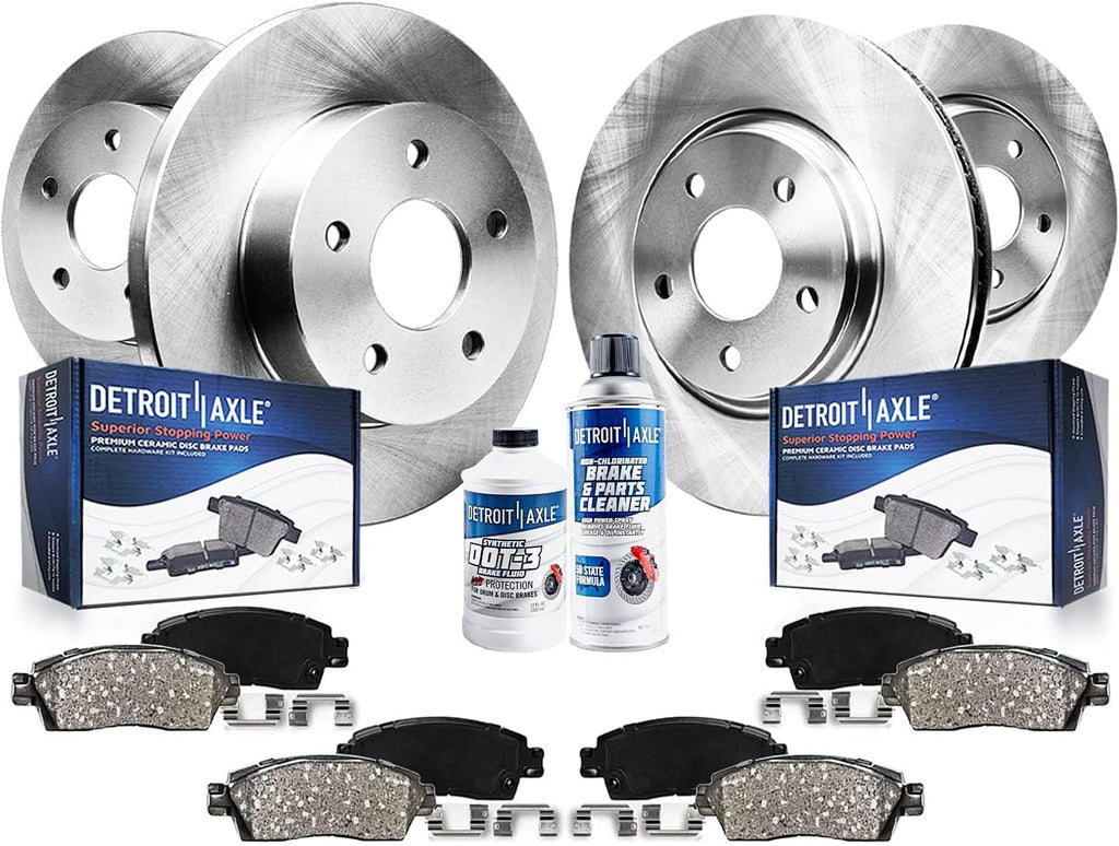 Detroit Axle - Brake Kit for 2015 2016 2017 2018 2019 2020 Ford Mustang, Disc Brake Rotors Ceramic Brakes Pads with Hardware Replacement : 12.60' inch Front and 12.60' inch Rear Rotors