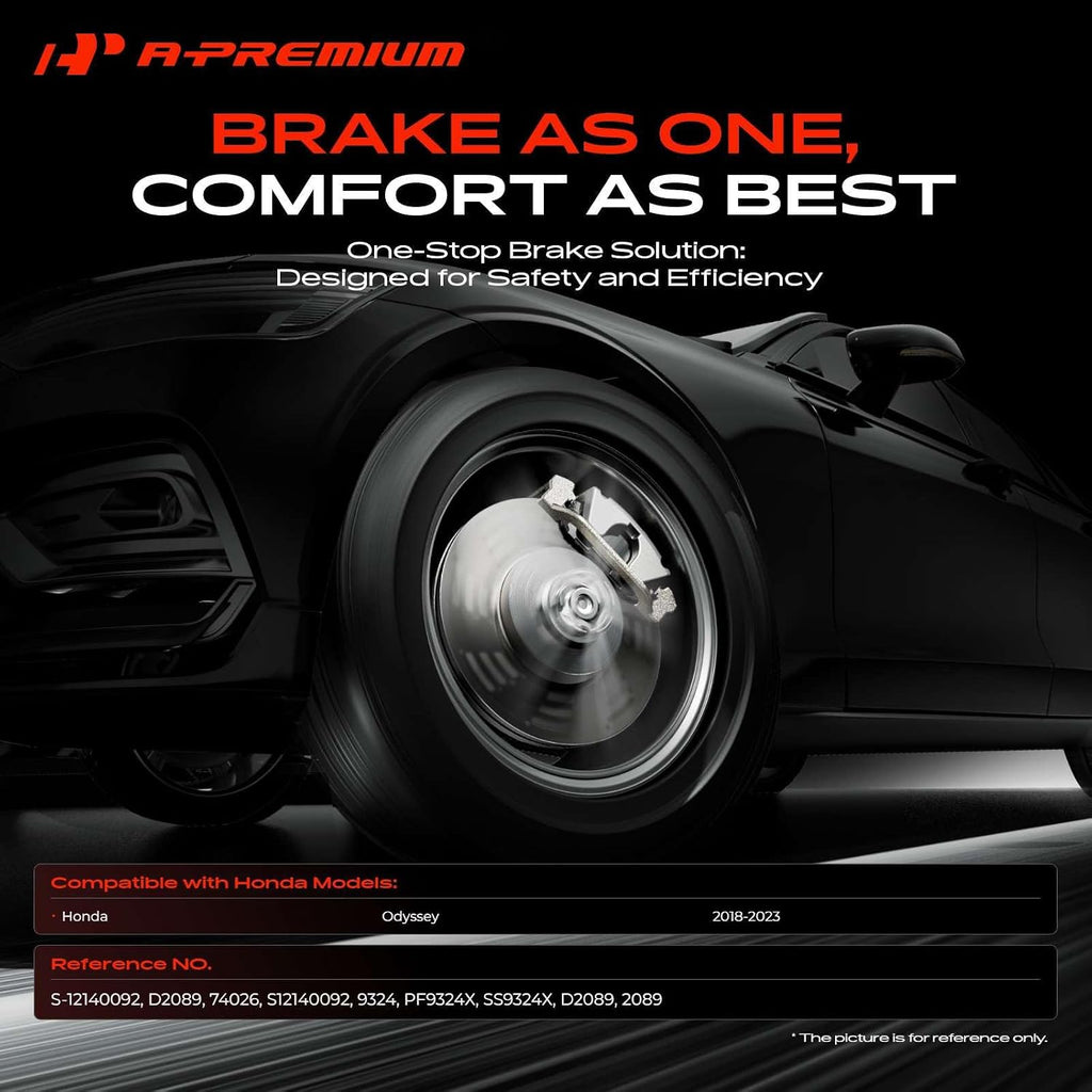 A-Premium 12.60 inch (320mm) Front Drilled and Slotted Disc Brake Rotors + Ceramic Pads Kit Compatible with Select Honda Models - Odyssey 2018-2023, 6-PC Set