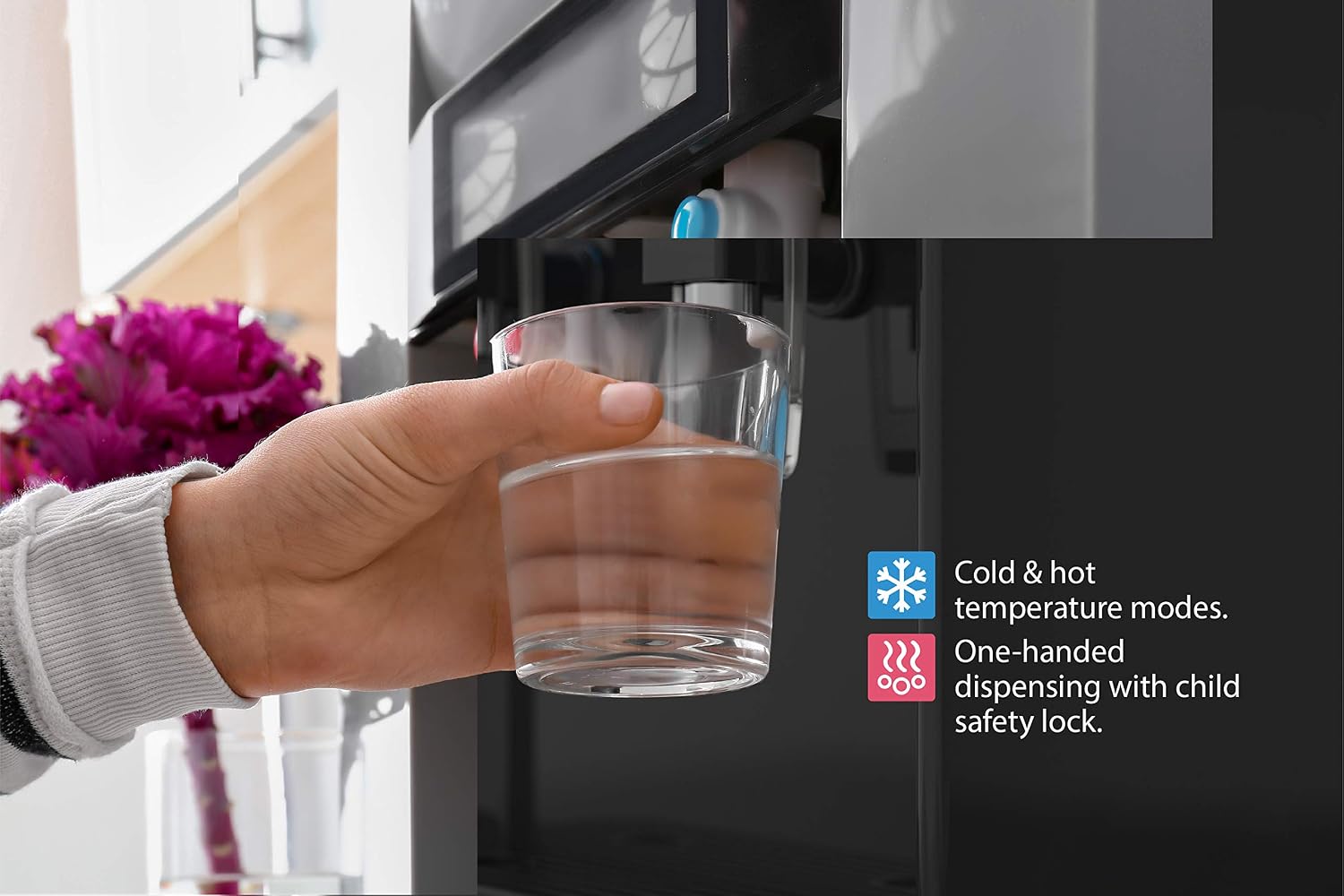 Bottleless Water Cooler Hot and Cold Water Dispenser for Offices & Homes (Black)
