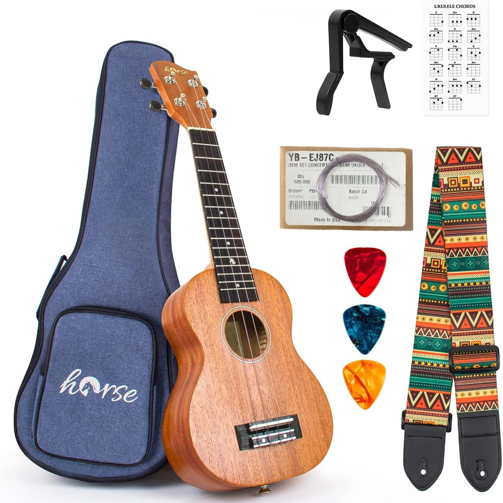 Ukulele, 21 Inch Professional Soprono Ukelele for Adults Horse Uke Beginner Kit W/Gig Bag Strap OEM Strings Hawaiian Guitar Ukalalee Yukalalee Ukalele Yukelele