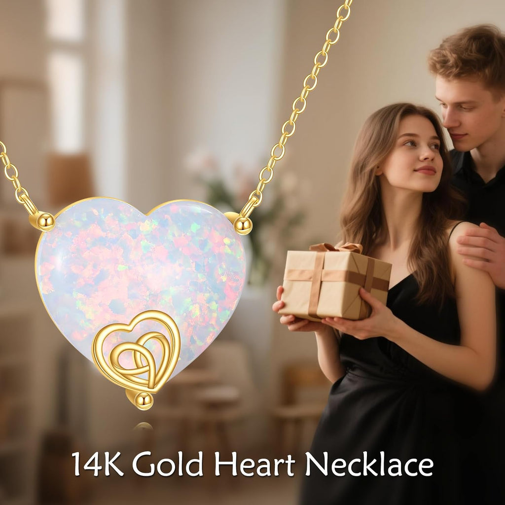 DOVRAN 14K Solid Gold Cat/Butterfly/Heart/Teardrop Necklace for Women 14K Gold Opal/Lapis Lazuli/Black Onyx Pendant Jewelry Gift for Women