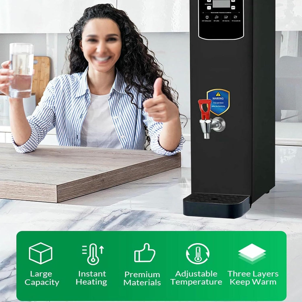 Commercial Hot Water Boiler,Non Drip Tap,2.5kW Drinking Hot Water Boiler,Coffee Making Water Heater,Autofill Stainless Steel Tea,Fast Boiling Water(10L)