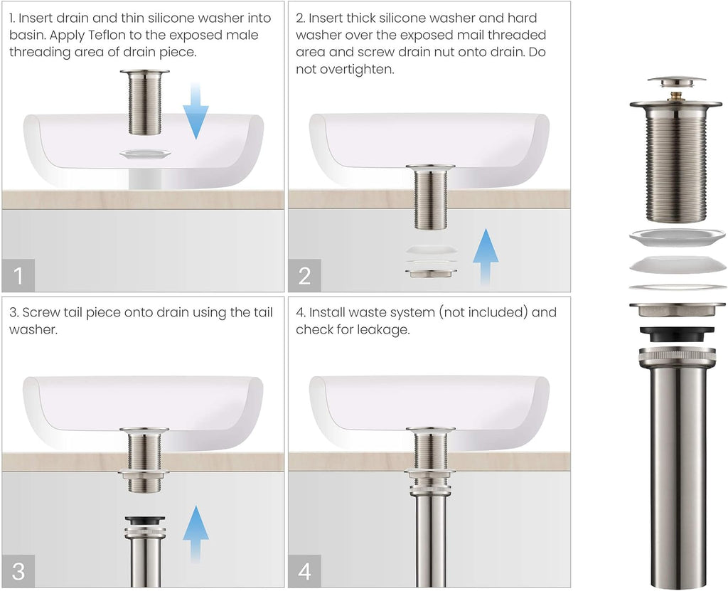 KIBI Solid Brass Single Handle Single Hole Circular Faucet for Bathroom Sink with Pop Up Drain | High Arc Faucet Spout Design | Corrosion and Rust Resistant (Brushed Nickel, KBF1009)