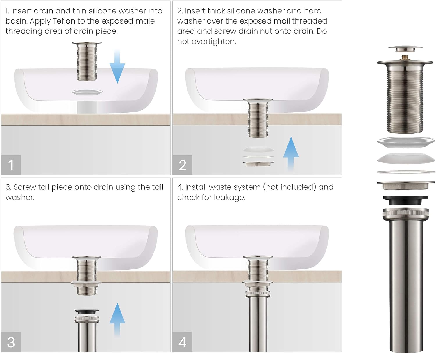 KIBI Solid Brass Single Handle Single Hole Circular Faucet for Bathroom Sink with Pop Up Drain | High Arc Faucet Spout Design | Corrosion and Rust Resistant (Brushed Nickel, KBF1009)
