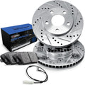 R1 Concepts Front Brake Kit Fits 2018-2022 BMW X3; 2019-2022 BMW X4| Semi Met Pads, Drilled Slotted Rotors| Sensor Wire| 13.0' Front