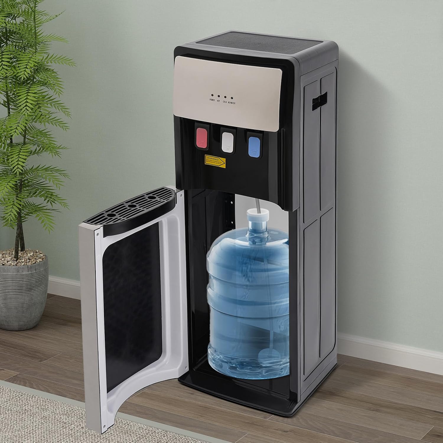 Water Cooler Dispenser，Bottom Loading Electric Water Dispenser Capacity 0.53 to 1.32 Gallon,with Anti-Scalding Design for Home,Office, Living Room(Sliver Grey)