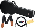Gator GC-LPS Deluxe Molded Case for Single-Cutaway Electric Guitars such as Gibson Les Paul Guitars - Black Bundle with Cable, Strap, Picks, and Austin Bazaar Polishing Cloth