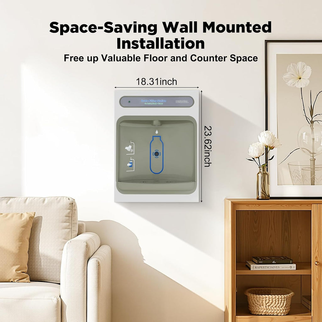 Wall Mount Water Dispenser with Sensor Touchless Faucet, Direct Drinking Filtration System, Stainless Steel Commercial Grade for Home Office Kitchen Gym, Easy Installation