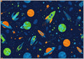 Space Rocket Rug 8x12 for Bedroom, Universe Planet Patterned Living Room Area Rug, Space Rocket Kids Boys Girls Room Decor, Washable Soft Thin Carpet with Non Slip Backing, 8 x 12 ft - Lu11680