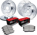 R1 Concepts Front and Rear Brake Kit Fits 2020-2024 Subaru Legacy; 2020-2024 Subaru Outback| Optimum Oep Brake Pads and Drilled Slotted Brake Rotors| 12.4' Front & 11.8' Rear