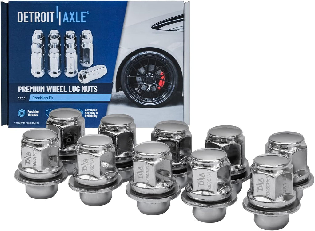 Detroit Axle - Front Drilled & Slotted Brake Rotors + Ceramic Brake Pads +10pc Wheel Lug Nuts Replacement for 2007-2013 Nissan Altima - 6pc Set