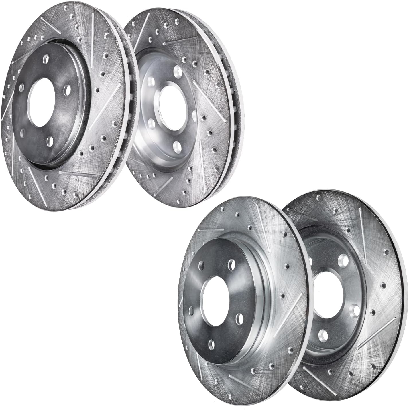 Detroit Axle - Brake Rotors for 2014-2019 Mercedes-Benz CLA250, 2015-2020 GLA250 [with Sport Package], 12.60' Front and 11.61' Rear Drilled Slotted Disc Replacement