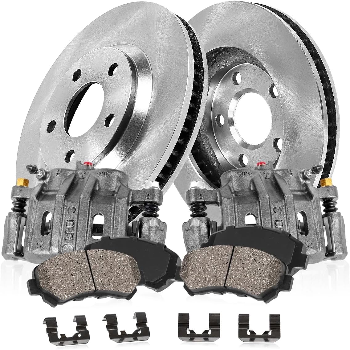 Callahan Brake Parts Front Brake Kit For Ford F-250 Super Duty 2009-11 | Ford F-350 Super Duty 2010-11 - Disc Rotors with Ceramic Brake Pads + OE Calipers, EBYK024151