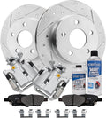 Detroit Axle - 5 Lug Rear Brake Kit for Chevrolet Cobalt HHR Malibu Pontiac G5 G6 Pursuit Saturn Aura Ion, 10.63'' inch Drilled & Slotted Brake Rotors Ceramic Brake Pads Disc Brake Calipers