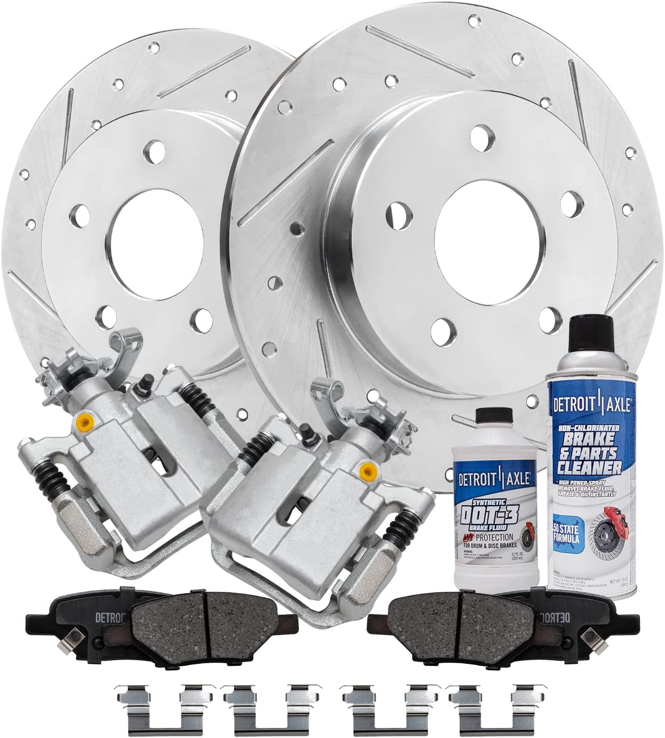 Detroit Axle - 5 Lug Rear Brake Kit for Chevrolet Cobalt HHR Malibu Pontiac G5 G6 Pursuit Saturn Aura Ion, 10.63'' inch Drilled & Slotted Brake Rotors Ceramic Brake Pads Disc Brake Calipers