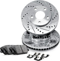 R1 Concepts Front Brake Kit Fits 2022 BMW 230i, M240i; 2019-2022 BMW 330i, X4, Z4; 2021-2022 BMW 430i, M440i; 2018-2022 BMW 530e, X3| Ceramic Pads, Drilled Slotted Rotors| Hardware| 13.7' Front