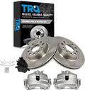 TRQ Front Brake Pad and Rotor Set Ceramic Rotors Calipers Hardware Compatible with 2013 Volkswagen GTI 2011 Jetta