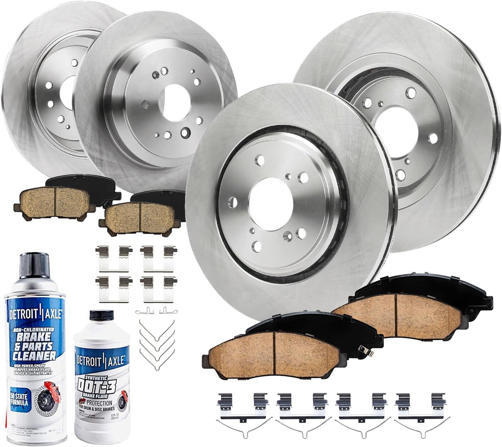 Detroit Axle - 10pc Brake Kit for Acura 2014-2016 MDX, Disc Brakes Rotors Ceramic Brake Pads 2014 2015 2016 Replacement: 12.60' inch Front and 12.98' inch Rear Rotors