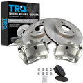 TRQ Front Brake Pad and Rotor Set Ceramic Vented Rotors Calipers Compatible with 2003-2011 Honda Element