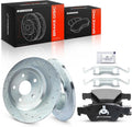 A-Premium 12.99 inch (330mm) Rear Drilled and Slotted Disc Brake Rotors + Ceramic Pads Kit Compatible with Select Dodge and Jeep Models - Durango/Grand Cherokee 2011-2020, 6-PC Set