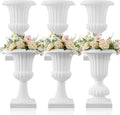 AceOrbit 6 Pack 20' Large Plastic Urn Planters, Pedestal Flower Plant Pot White Plant Stand for Wedding, Party, Event, Home, Stage, Garden, Balcony Decoration