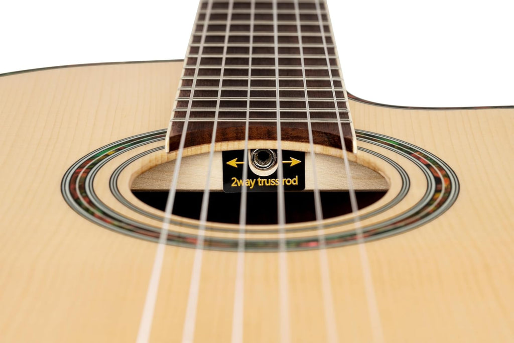 Ortega Guitars 6 String Family Series Pro Solid Top Acoustic-Electric Nylon Classical Guitar w/Bag, Right, Full (RCE141NT)