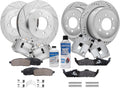 Detroit Axle - Brake Kit for 4WD Ford F-150 Lincoln Mark LT Drilled & Slotted Brake Rotors Ceramic Brakes Pads Brake Calipers 2005 2006 2007 2008: 12.99' inch Front and 13.70' inch Rear Rotors