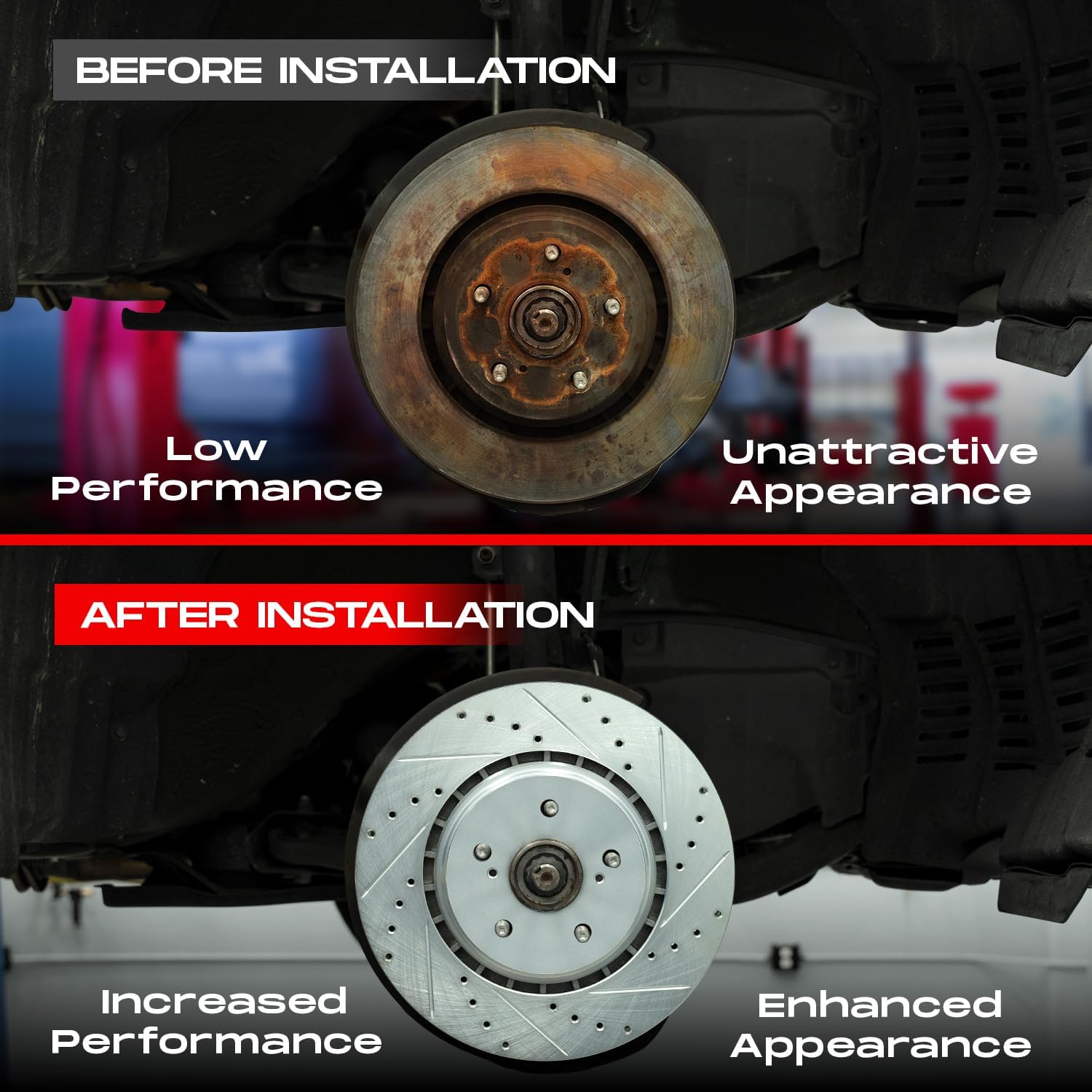 R1 Concepts Front Rear Brakes and Rotors Kit |Front Rear Brake Pads| Brake Rotors and Pads| Ceramic Brake Pads and Rotors |Hardware Kit|fits 2016-2021 Honda Civic