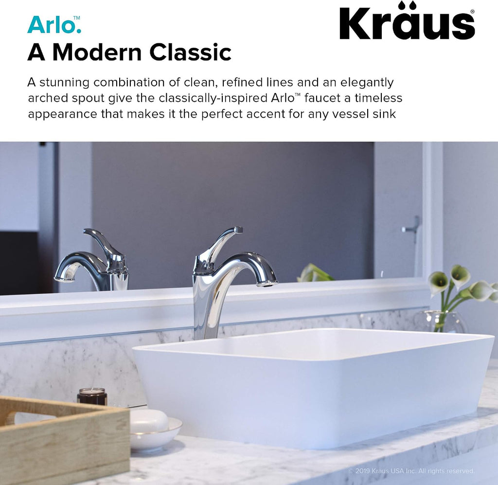 KRAUS KVF-1200BG Arlo™ Brushed Gold Tall Vessel Bathroom Faucet with Pop-Up Drain