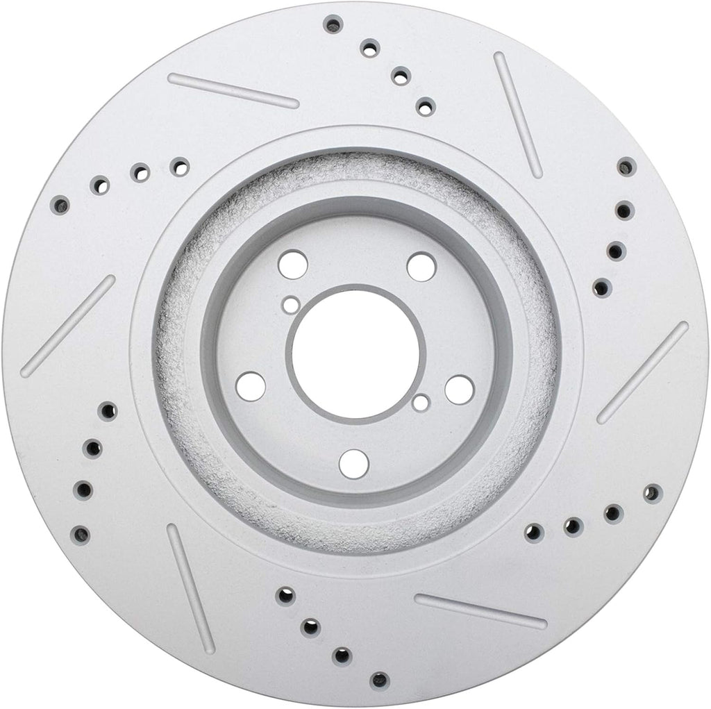 TRQ Front Brake Pad & Rotor Kit Premium G-Coated Ceramic Performance Slotted X Drilled Compatible with 13-16 Scion 11-19 Subaru 17-19 Toyota