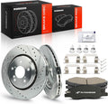 A-Premium 12.60 inch (320mm) Front Drilled and Slotted Disc Brake Rotors + Ceramic Pads Kit Compatible with Select Honda Models - Odyssey 2018-2023, 6-PC Set