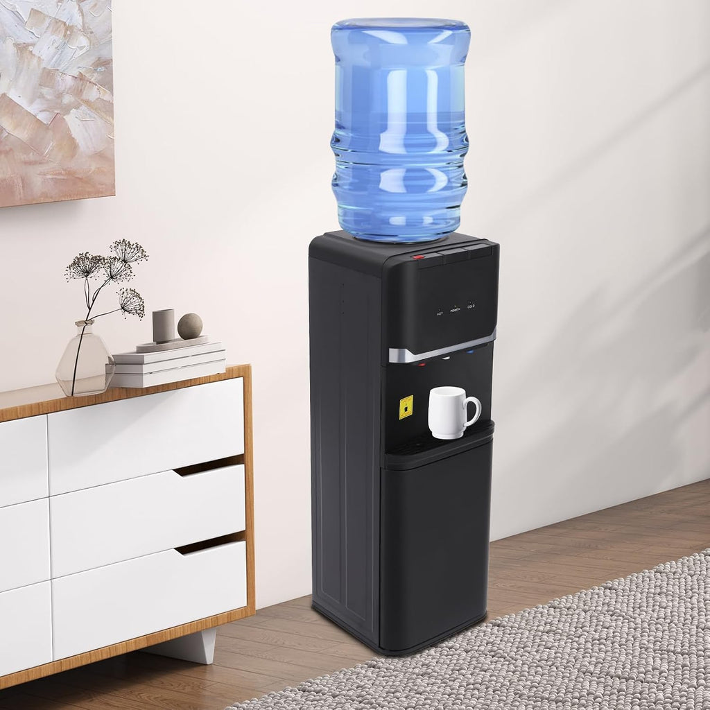 Top Loading Hot Cold Warm Water Dispenser, 3 Temperature Settings, 5Gal Floor Standing Electric Cooler & Heater with Child Lock for Home, Office, Cafes,Black