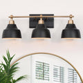 LALUZ Black Bathroom Vanity Light Fixtures, 3-Light Brass Modern Farmhouse Gold Vanity Wall Lamp Over Mirror with Metal Globe for Hallway, Bedroom, Kitchen, and Living Room
