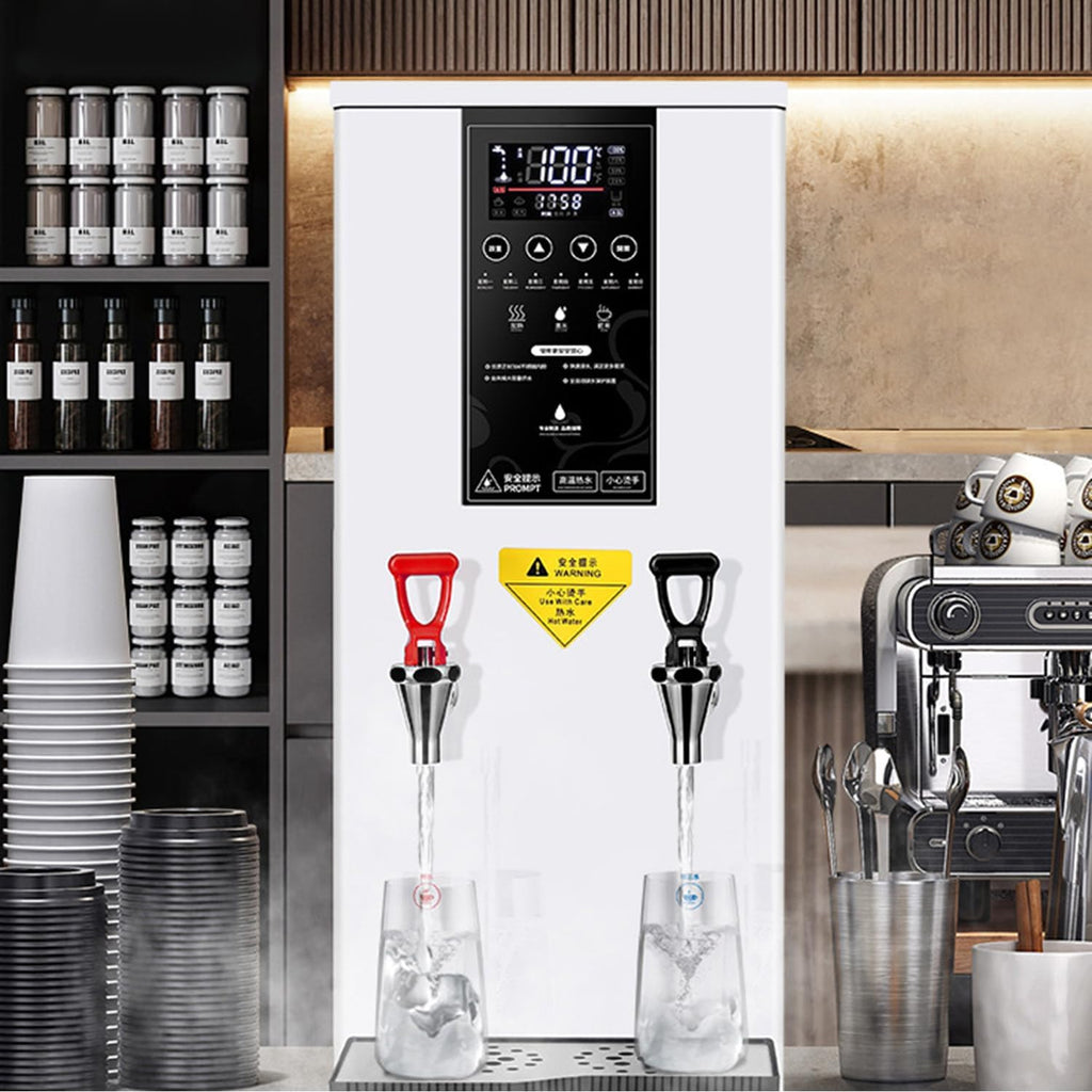 Instant Hot Water Dispenser with LCD Display, Stainless Steel Material, 45l Large Capacity, Built-in Filter, Automatic Water Inlet, Adjustable Time and Temperature,White-110V