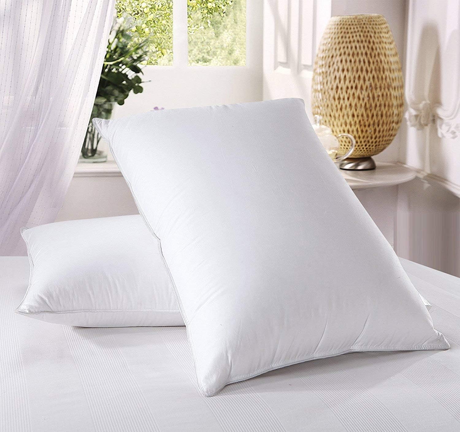 Royal Hotel Bedding Soft Down Pillow - 500 Thread Count Cotton Shell, Down Pillow Soft, King Size, Soft, Set of 2